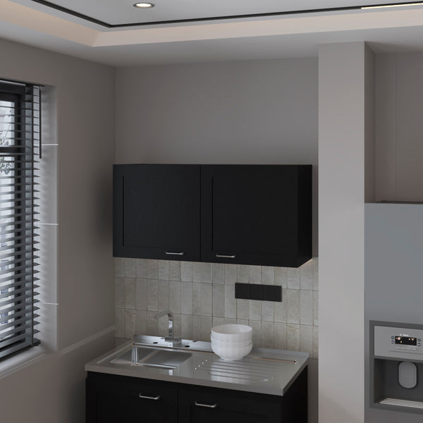 English Elm Fm Furniture Nakya Matte Black Wall Cabinet Open Shelf Modern Kitchen Storage B128P293888