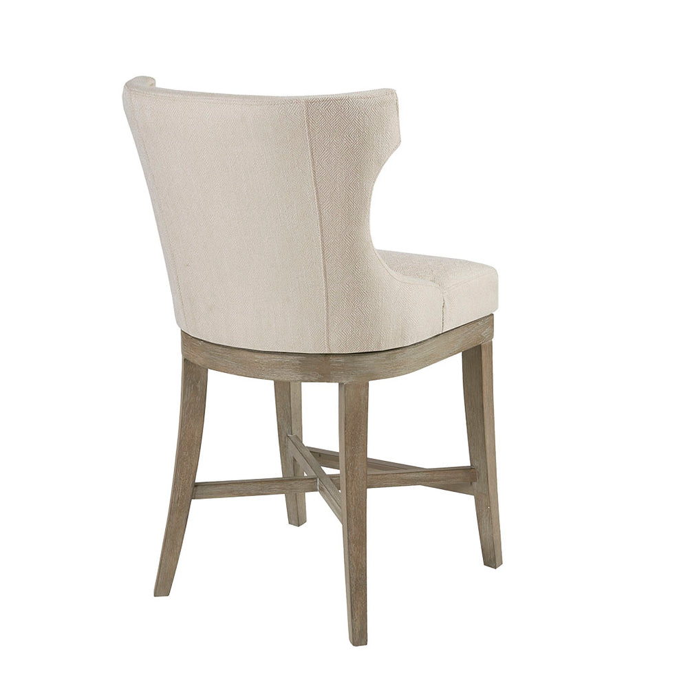 JLA Home Madison Park - Counter Madison Park Carson Counter stool with wingback upholstery, 360° swivel, reclaimed grey wood finish Cream MP104-0512