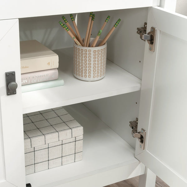 English Elm Library Base - Compact White Storage Solution With Adjustable Shelf For Home Or Office Organization B356P402682