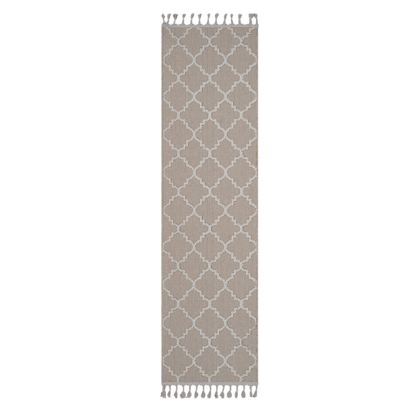 English Elm Guros 2X8 Ivory Trellis Runner Rug – Stylish Indoor/Outdoor Accent For High-Traffic Areas & Homes B189P183466