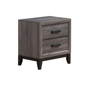 English Elm MIRAGE Grey Nightstand with 2 Soft-Glide Drawers, Solid Wood+MDF, Foil Grey Finish & Black Hardware B201P226161