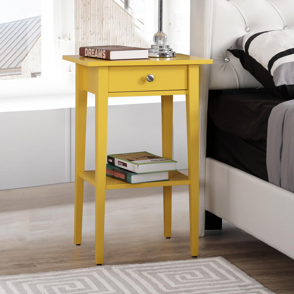 English Elm Contemporary Wenge Nightstand with Drawer and Sleek Modern Design, Durable Particleboard Storage Nightstand Yellow 4.13 L x 15.55 W x 33.07 H B078112071