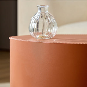 English Elm Modern Saddle Leather Mdf Side Table Compact Accent for Living Room or Office Orange W2085P399095