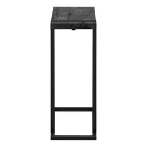 English Elm Accent C-Shaped Side Table with Reclaimed Wood-Look Top and Sleek Metal Frame for Small Spaces Black 28 L x 13 W x 6 H B2710P219150