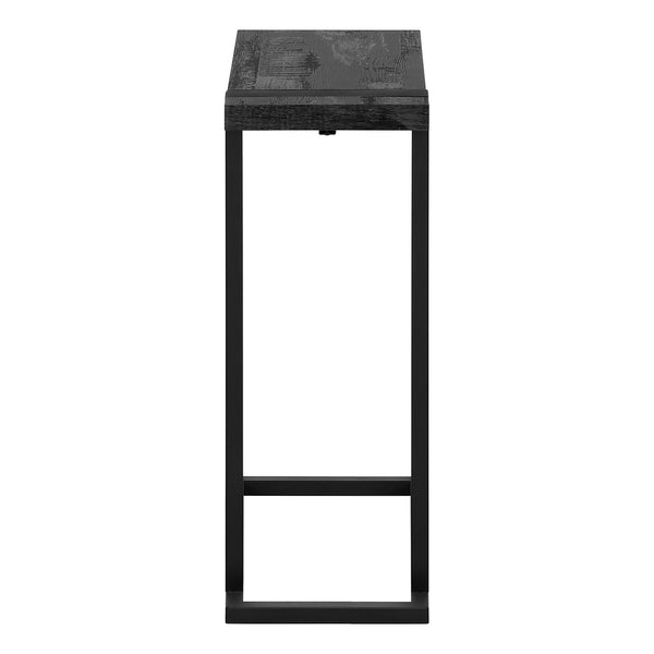 English Elm Accent C-Shaped Side Table with Reclaimed Wood-Look Top and Sleek Metal Frame for Small Spaces Black 28 L x 13 W x 6 H B2710P219150