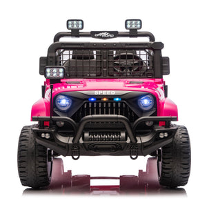 English Elm 24v Dual Motor Two Seat Kids Electric Ride on Car with Remote Control and Bluetooth Audio Pink W1578P305898