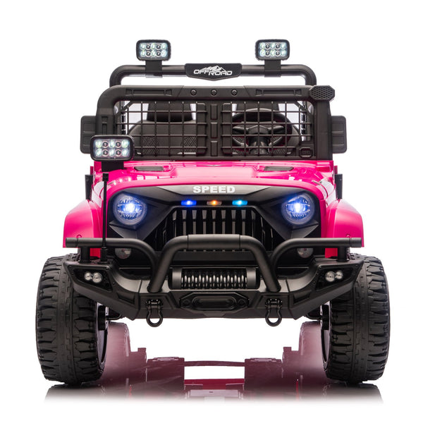 English Elm 24v Dual Motor Two Seat Kids Electric Ride on Car with Remote Control and Bluetooth Audio Pink W1578P305898