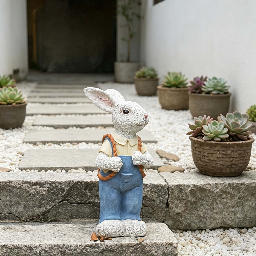 English Elm Simulated Rabbit Couple Resin Garden Sculpture Hand-painted Outdoor Figurine Decor W5709P501348