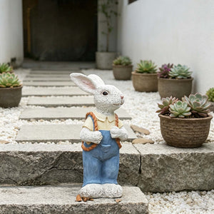 English Elm Simulated Rabbit Couple Resin Garden Sculpture Hand-painted Outdoor Figurine Decor W5709P501348
