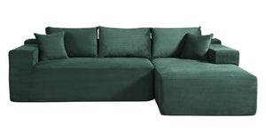 English Elm 2-Piece Convertible Corduroy L-Shaped Sectional Sofa With Pillows - Stylish, Space-Saving Comfort B2735P384507