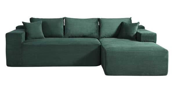 English Elm 2-Piece Convertible Corduroy L-Shaped Sectional Sofa With Pillows - Stylish, Space-Saving Comfort B2735P384507