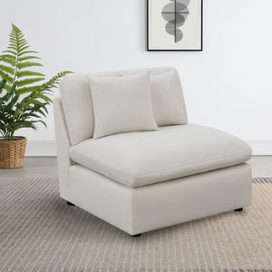 English Elm Greeley Ivory Upholstered Armless Chair — Plush Deep Cushions, Tailored Topstitching, Modern Modular Accent Seat B062P378400
