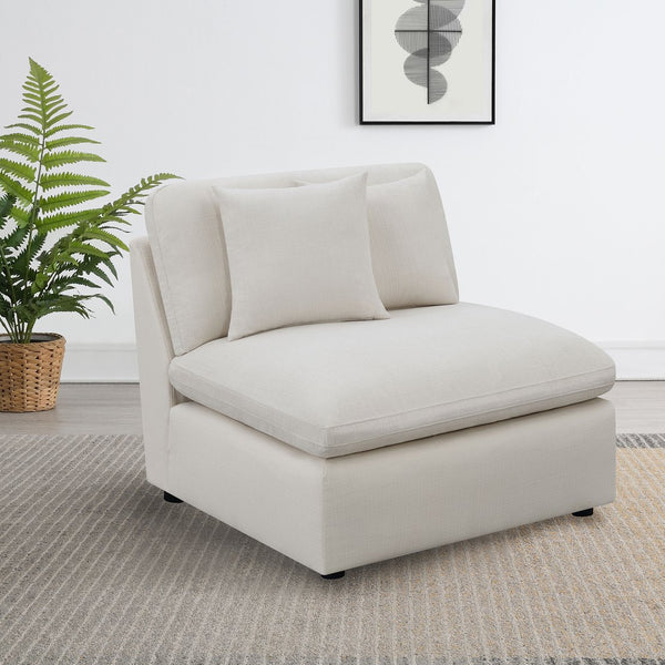 English Elm Greeley Ivory Upholstered Armless Chair — Plush Deep Cushions, Tailored Topstitching, Modern Modular Accent Seat B062P378400