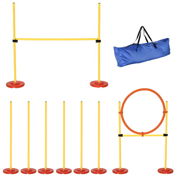 English Elm Pawhut Dog Agility Obstacle Set with Hoop Hurdle and Weave Poles Portable Kit W2225P200740