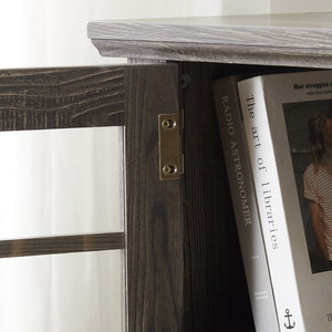 English Elm 70" Modern TV Stand with 23" Electric Fireplace, Faux Stone Mantel, Ample Storage & Cable Management Grey W2275S00024