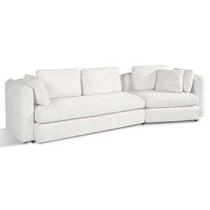 English Elm 116.5" Curved Modular Sofa Deep Cloud Cushions Off-white Fabric Modern Living Room N758T989900A