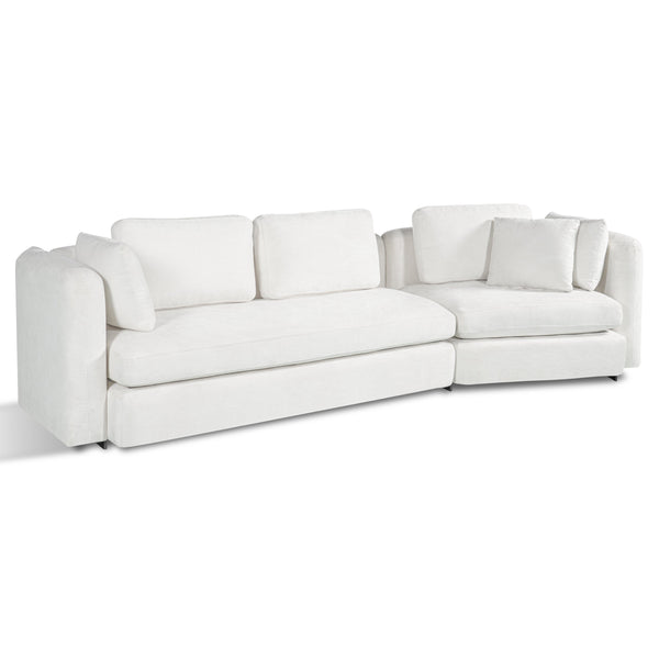 English Elm 116.5" Curved Modular Sofa Deep Cloud Cushions Off-white Fabric Modern Living Room N758T989900A