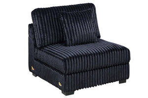 English Elm Black Jumbo Corduroy Armless Modular Chair Low Profile Sectional Seating with Pillow B011P435295