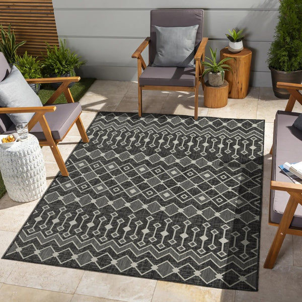 English Elm Sunshine Anthracite Indoor/Outdoor Area Rug - 5'3" X 7'3" Durable, Easy-Care, Family-Friendly Design B186P198911-GIGA