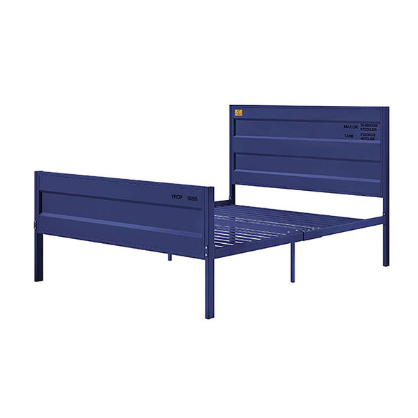 English Elm Blue Cargo Container Metal Platform Bed with Industrial Rectangular Headboard, Box-Spring Free Convenience B062P189169