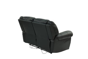 English Elm Plush Relax Manual Motion Loveseat - Luxurious Black Bonded Leather 2-Seat Couch For Living Rooms B011P205579-GIGA