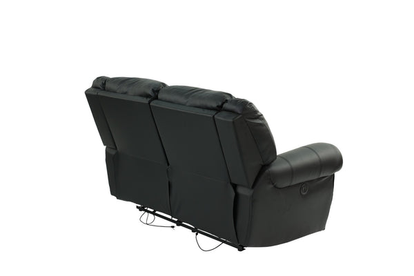 English Elm Plush Relax Manual Motion Loveseat - Luxurious Black Bonded Leather 2-Seat Couch For Living Rooms B011P205579-GIGA