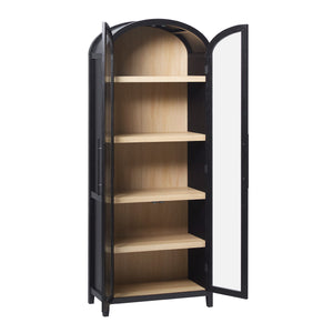 Chantelle Modern Arched Bookcase with Glass Doors Black WECHA41OS3BL0 Walker Edison