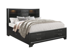English Elm CIVIC full bed with built‑in storage drawers, felt‑lined headboard, solid wood frame, modern finish Gray 30.04 L x 19.8 W x 15.63 H B201S00036