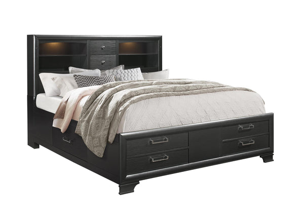 English Elm CIVIC full bed with built‑in storage drawers, felt‑lined headboard, solid wood frame, modern finish Gray 30.04 L x 19.8 W x 15.63 H B201S00036