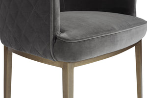 Sunpan Cornella Dining Armchair - Elegant Modern Design with Antique Brass Frame and Diamond Stitching Detail Blush Grey
