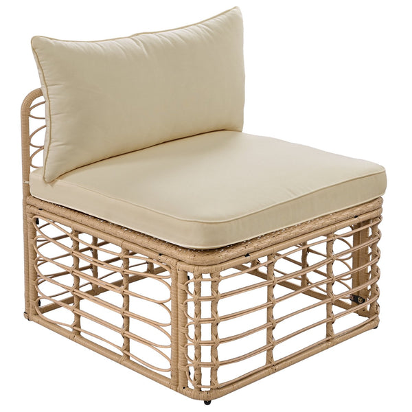 English Elm Go Modular 7 Piece Pe Rattan Patio Sectional with Cushions for Backyard Entertaining N704G201233D