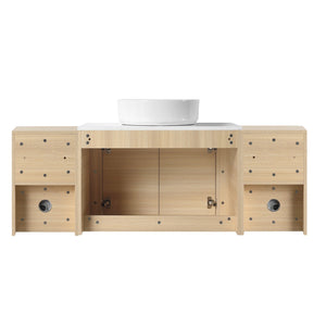 English Elm 54'' Wall-Mounted Bathroom Vanity With Elegant Ceramic Sink, Soft-Close Doors, And Ample Storage W999S00475