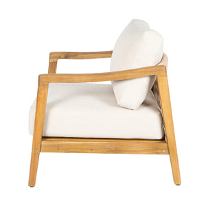 English Elm Outdoor Acacia Wood Club Chair Rope Back Teak Finish Patio Lounge Seat N768P383070T