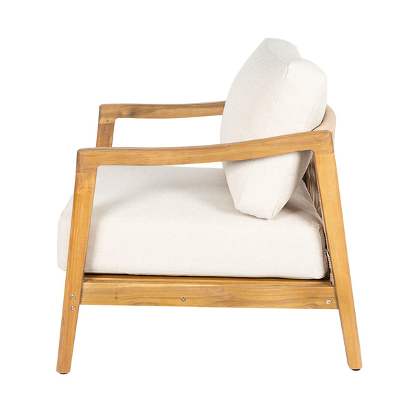 English Elm Outdoor Acacia Wood Club Chair Rope Back Teak Finish Patio Lounge Seat N768P383070T