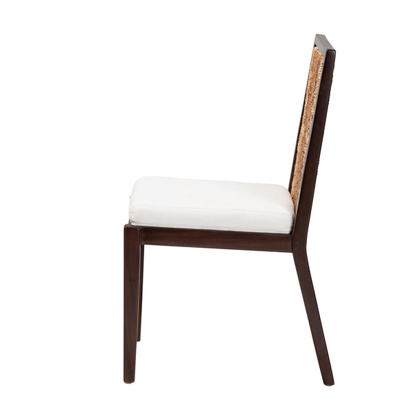 English Elm Modern Bohemian Mahogany Dining Chair with Woven Seagrass Back and Tapered Legs B2750P467654