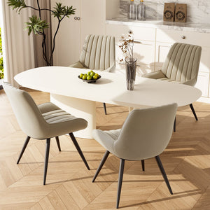 English Elm Modern Dining Chairs Set Of 2 - Plush Upholstered Kitchen Side Chairs With Metal Legs, Beige Elegance T3950P394354