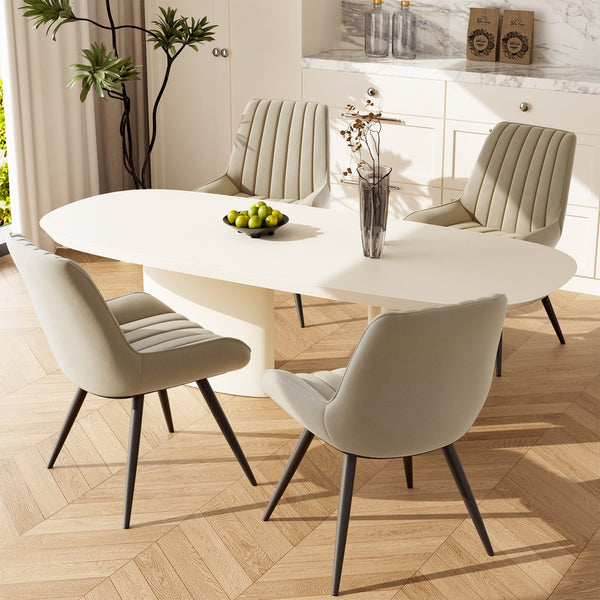 English Elm Modern Dining Chairs Set Of 2 - Plush Upholstered Kitchen Side Chairs With Metal Legs, Beige Elegance T3950P394354