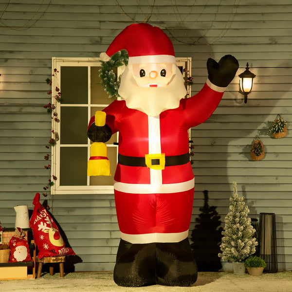 English Elm Homcom 8Ft Inflatable Santa Claus With Bell - Led Yard Decoration For Holiday Cheer & Easy Setup W2225P249957