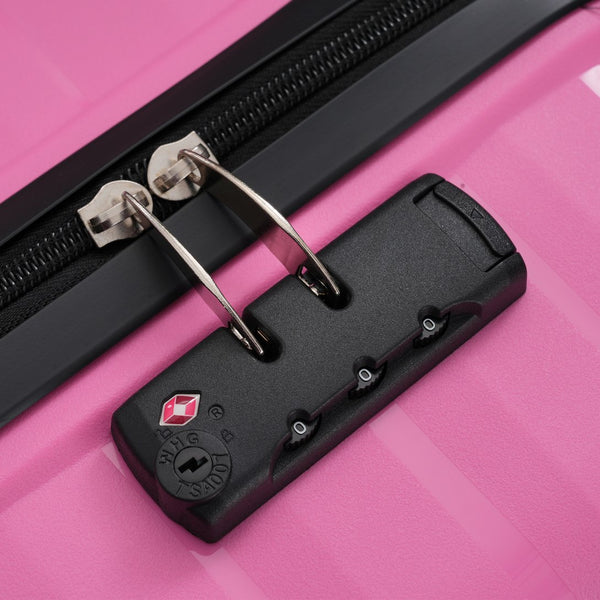 English Elm Premium Polypropylene Hard Shell Luggage Set Three Piece with Tsa Locks Spinner Wheels Pink N726P460073R