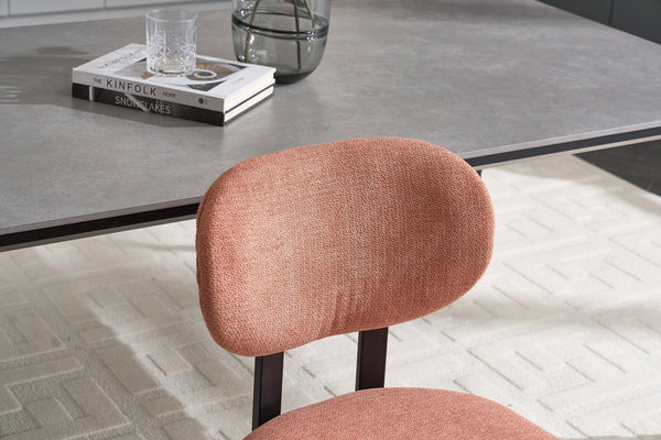 English Elm Modern Boucle Tufted Dining Chairs Set of 2 Mid-century Matte Leg Kitchen Seating Black,Orange W3244P296984