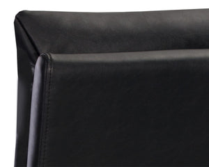Sunpan PAIGE Counter Stool - Stylish Bravo Black Faux Leather with Antique Brass Legs for Modern Spaces 105944