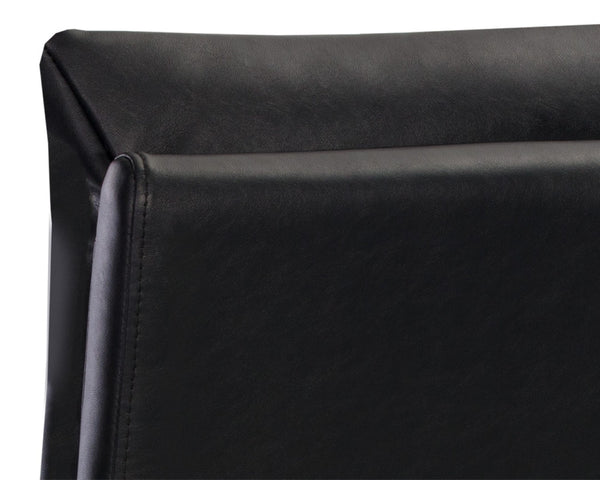 Sunpan PAIGE Counter Stool - Stylish Bravo Black Faux Leather with Antique Brass Legs for Modern Spaces 105944
