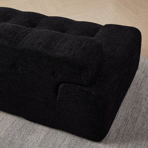 English Elm [video]87.4-inch Cloud Series Chenille Three-seater Sofa with Tufted Square Arms for Living Rooms Black W3505P383950