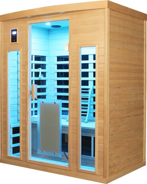 English Elm Low Emf Three-Person Far Infrared Sauna Room With Bluetooth, Mood Lighting & Safety Features W1149P369617