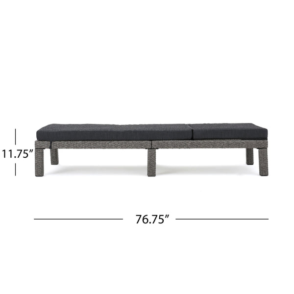 English Elm Puerta Outdoor Chaise Lounge Handwoven Rattan Iron Frame Poolside Patio Relaxation N775P247421K