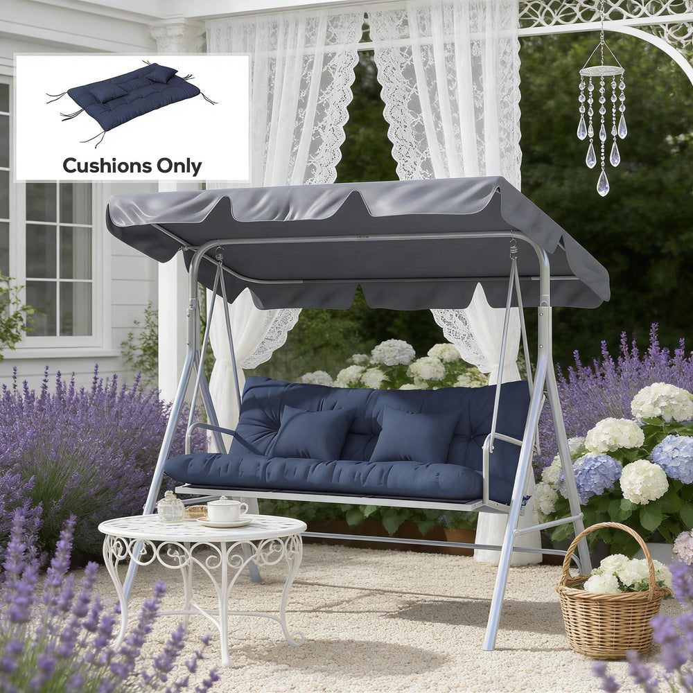 English Elm Outdoor Tufted Bench Cushion Set with Polyester Fill for Patio Porch Comfort Navy Blue T3971P442907
