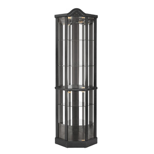 English Elm Lighted Corner Curio Cabinet With Adjustable Shelves, Elegant Black Design, Perfect For Home Display W1758P300126