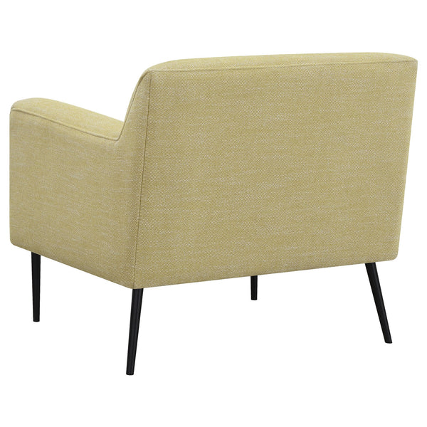 English Elm Darlene Lemon Upholstered Accent Chair with Curved Track Arms, Lemon Fabric, Sleek Metal Legs, Cozy Elegance B062P344991