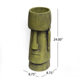 Christopher Knight Home® - Noble House - Glacier Outdoor Easter Island Tiki Urn, Antique Green Finish