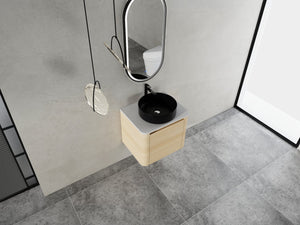 English Elm 24'' Wall-Mounted Bathroom Vanity With Stylish Ceramic Sink, Soft-Close Door & Durable Plywood Design W999S00458